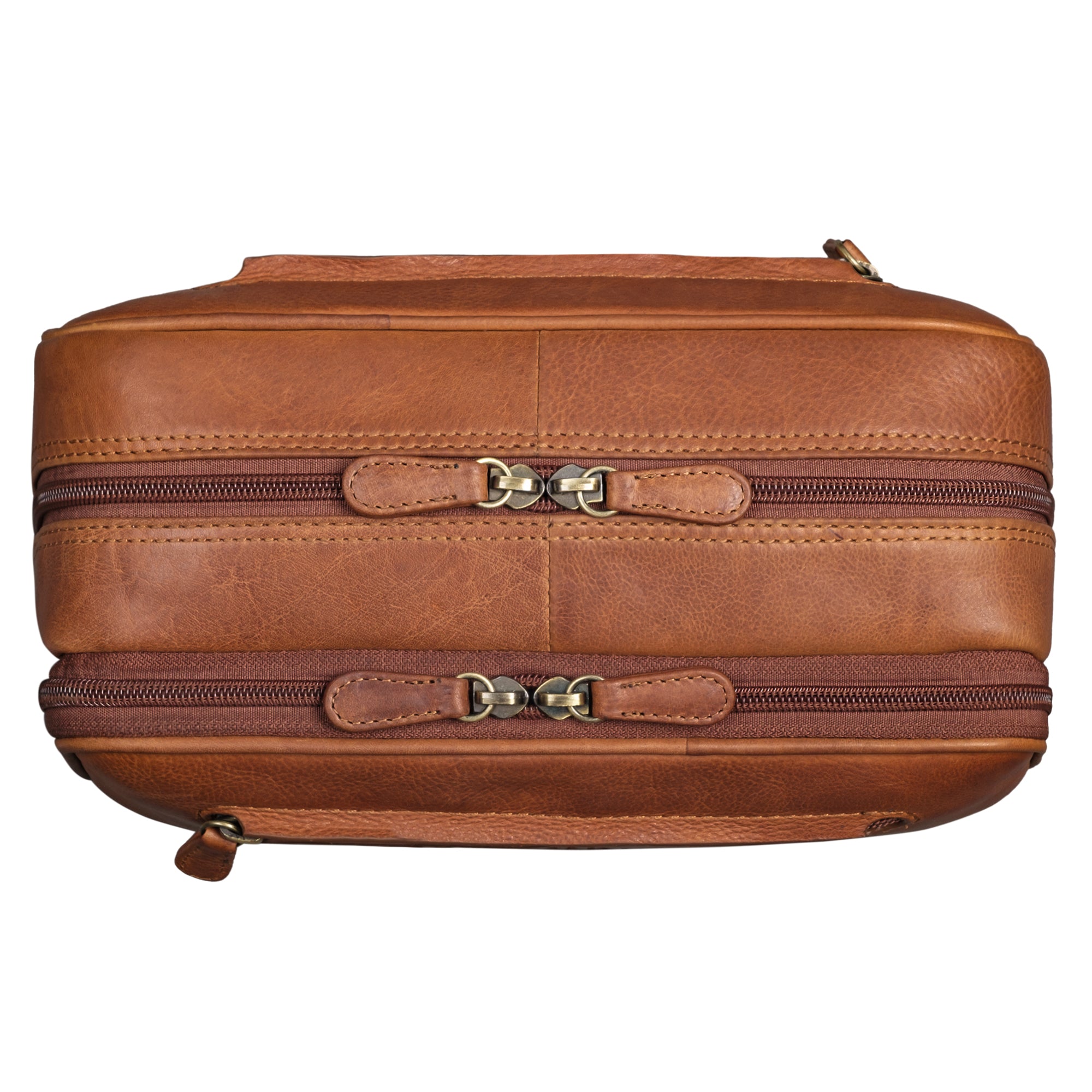 Kulturbeutel Reisen Leder cognac