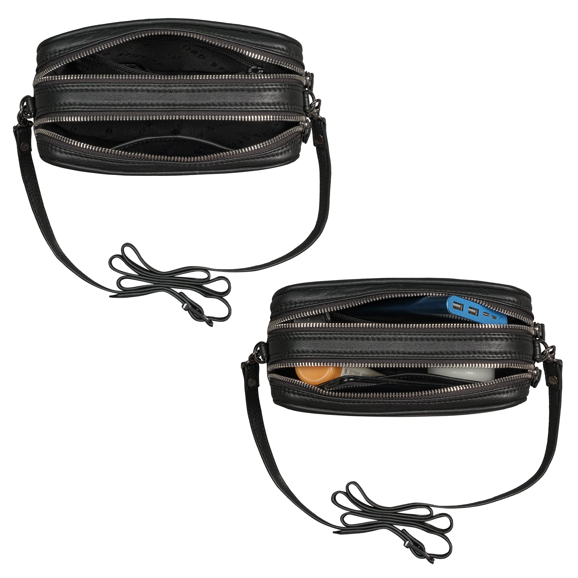 Schultertasche Damen schwarz Leder