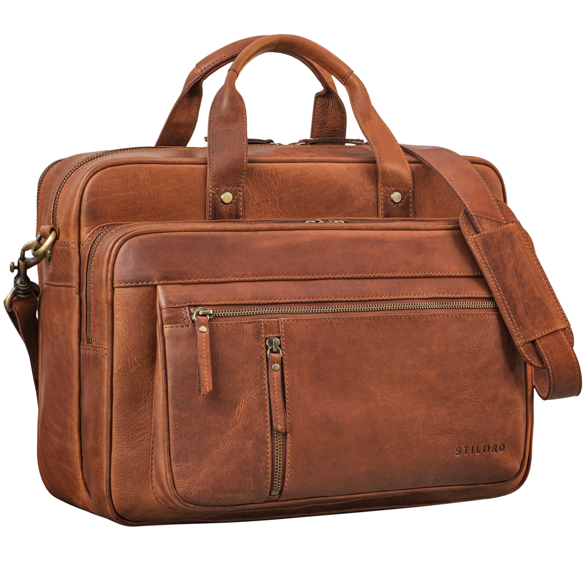 Herren Aktentasche Leder cognac
