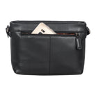 Leder Crossbody Bag Damen schwarz