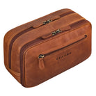 Kulturtasche Damen Leder cognac