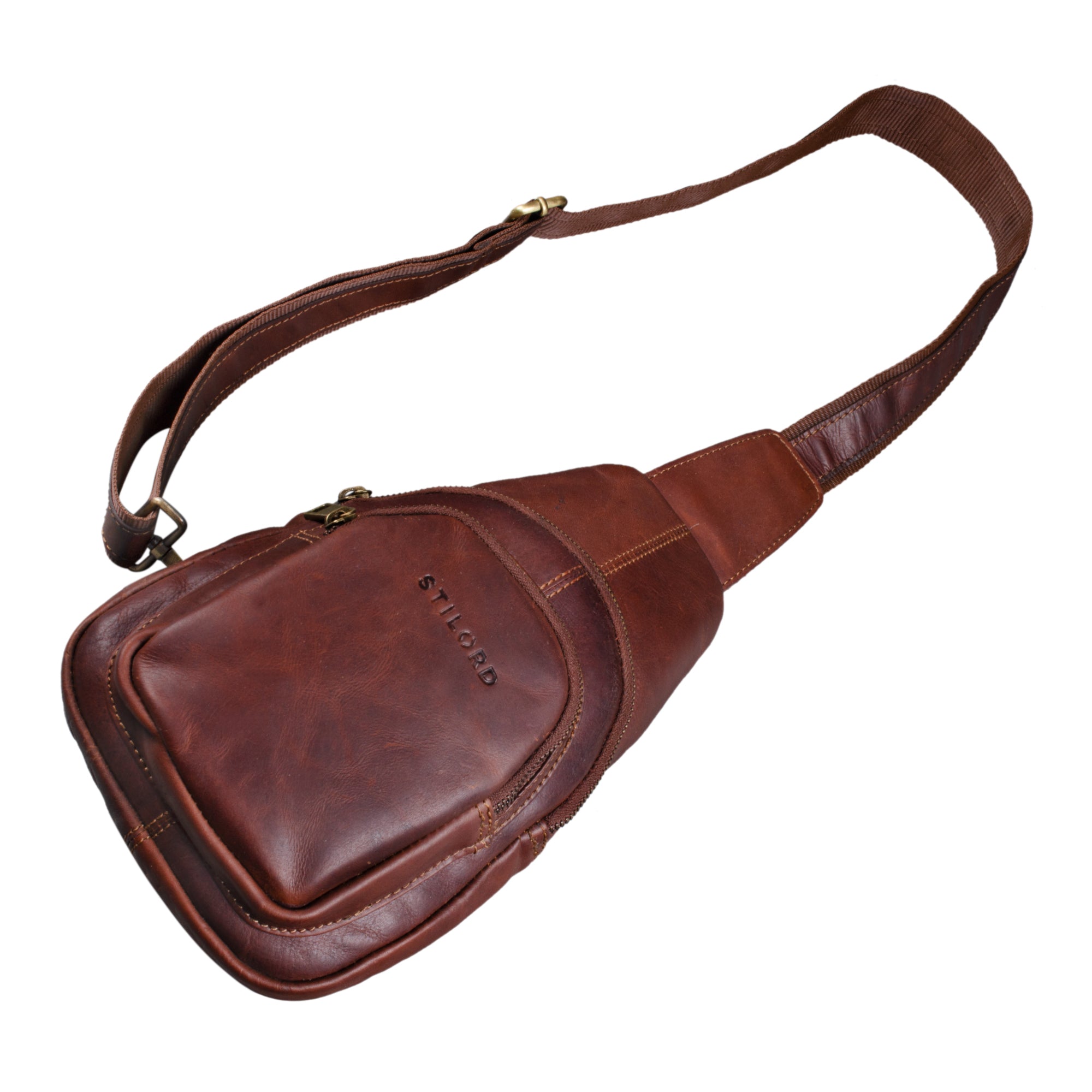 Kleine Brusttasche Leder Männer braun