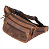 "Robin" Premium Sac Banane Cuir Homme Vintage avec 6 Compartiments Zippés pour Voyage Festival