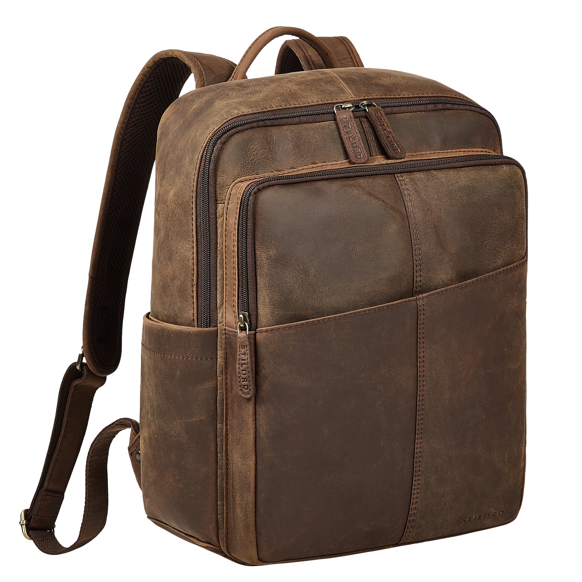 Großer Business Rucksack Leder braun für 15,6 Zoll Laptop