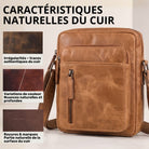 Kleine Herren-Schultertasche aus echtem Leder in Perugia-Braun, Frontalansicht, geprägtes STILORD-Logo