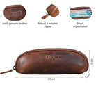 leather pencil case small cognac